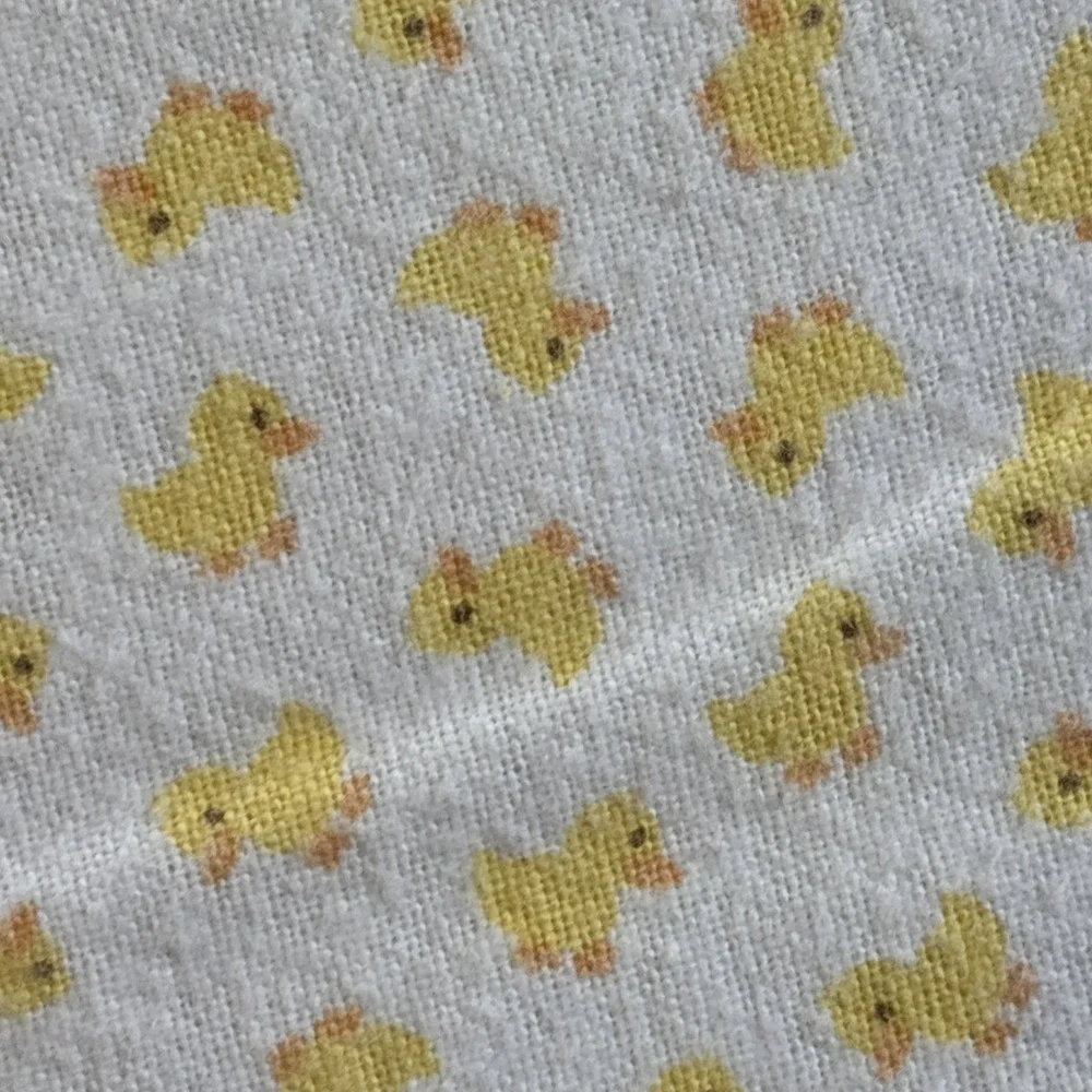 Vintage Baby Receiving Blankets Nursery Decor Pink Flowers,Yellow Ducks Lot of 2